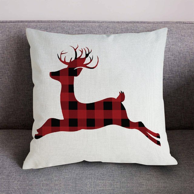 Fiudx Ofertas relámpago del día Funda de cojín de lino con diseño navideño, decoración para el hogar y el sofá
