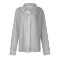 thumbnail image 5 of Yigetop Button Down Shirts for Women, Women's Fashion Casual Solid Color Button Long Sleeve Shirts Tops Dress Shirts for Women Mint Green 2XL, 5 of 7