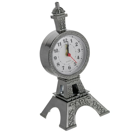 FUEENIRVA Retro Grey Eiffel Tower Shape Alarm Clock Stylish Tabletop Clock for Bedroom