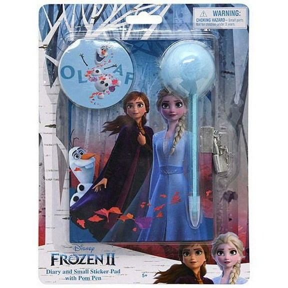 Frozen 2 Diary and small sticker pad with Pom Pen on Card