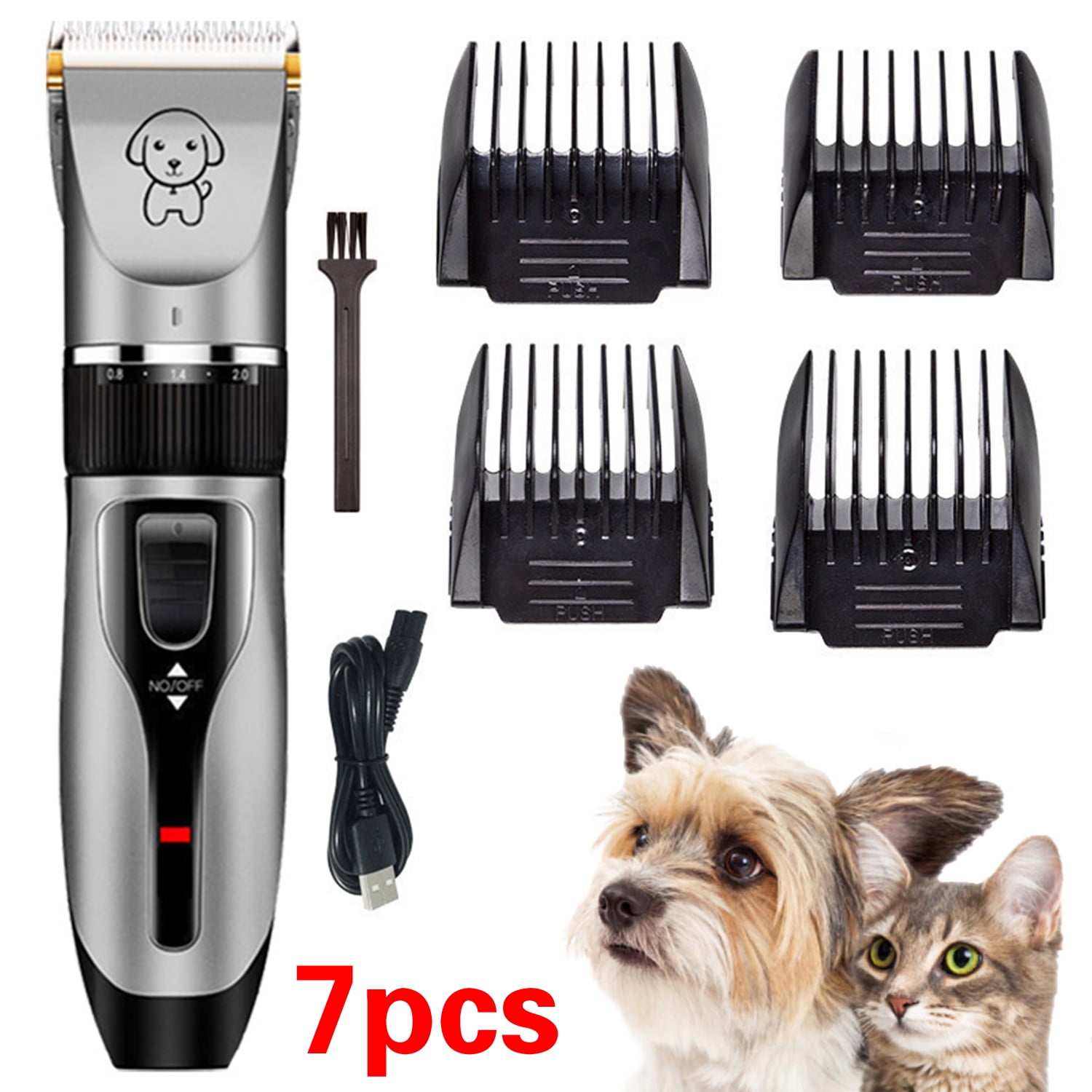 Dog Grooming Kit, Dog Clippers for Grooming for Thick Coats, Pet Hair  Trimmer Low Noise Electric Cordless Rechargeable, Cat Shaver for Small  Large Dogs Cats Pets, (7pcs, Gray) 