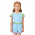 thumbnail image 4 of Tiijoy Toddler Girls Outfits Casual Colorblock Short Sleeve Tshirt Shorts Set, Sizes 3-4, 4 of 8