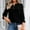 Black, variant on Women's Mini Flaare 3/4 Sleeve Tops Fall Fashion Henley Shirts Soft Solid Button Ribbed Knit Casual Basic Tops Blouse Navy XX-Large