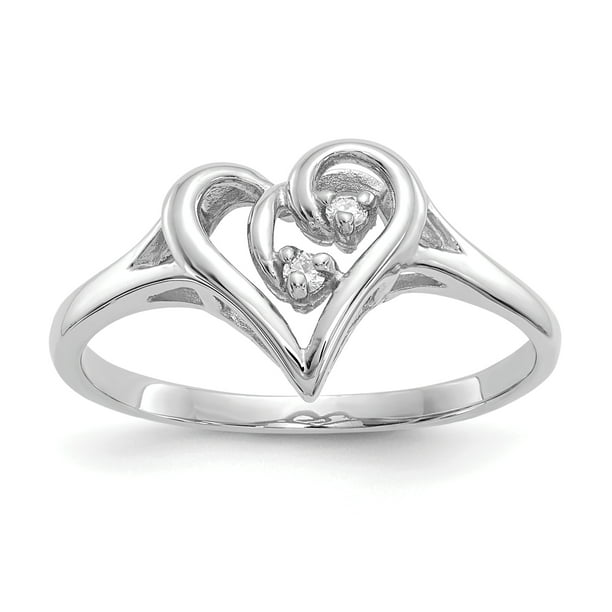 Fine Diamond Jewelry - 14k White Gold A Diamond heart ring - Walmart ...