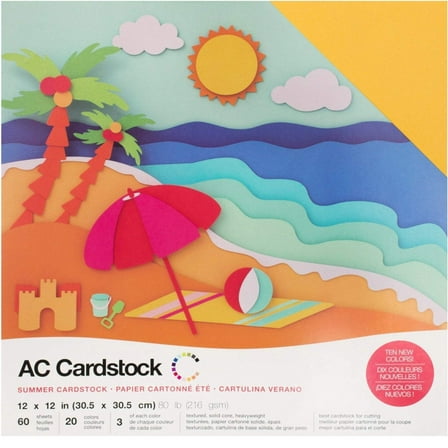 American Crafts Variety Cardstock Pack 12" x 12" 60/Pkg - Summer