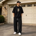 thumbnail image 3 of Mens Sweatpants Baggy Loose Fit Raw Hem Pants Casual Drawstring Pants Y2K Wide Leg Stretchy Pants with Pockets, 3 of 8