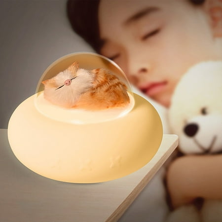 

KKCXFJX Kitchen Gadgets Pet Spaceship Night Light Cute Animal Silicone Night Light Rechargeable Desk Lamp Bedside Lamp For Kids Bedroom Living Room Gifts