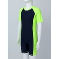 thumbnail image 3 of inhzoy Kids Boys Girls One Piece Short Sleeves Front Zip Wetsuit Shorty UV Protection Swimsuit Navy Blue&Fluorescen 4, 3 of 8