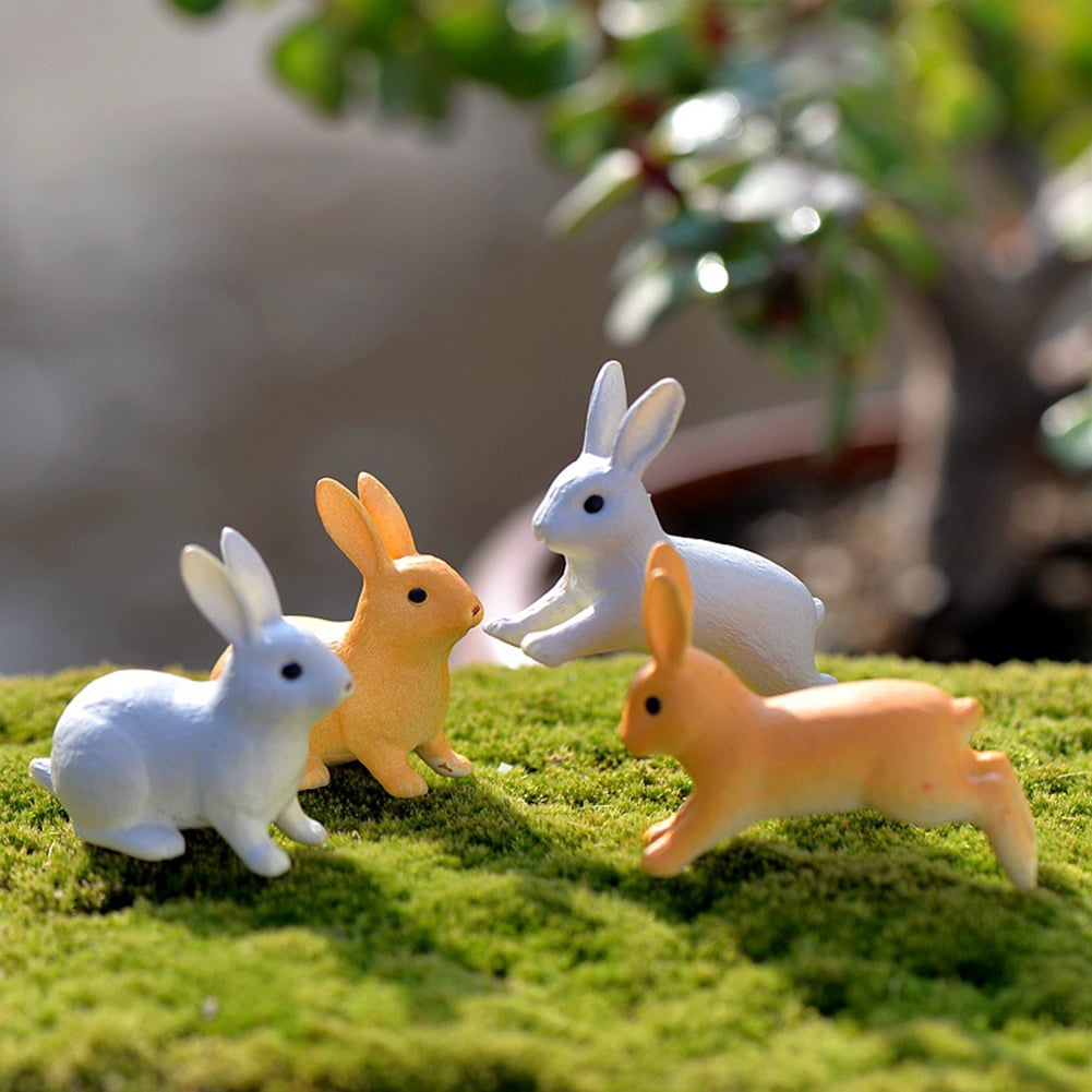 1X mini rabbits craft figurine garden ornament miniature fairy garden decors  TB 