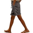 thumbnail image 4 of snilers Linen Shorts for Women Casual Wide Leg High Waisted Summer Pants Comfy Elastic Waist Drawstring Shorts with Pockets M, 4 of 9