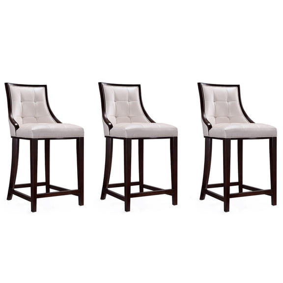 Manhattan Comfort Fifth 26" Faux Leather Counter Stool in White (Set of 3)