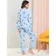 thumbnail image 5 of Pijama de Franela Lindo Impreso Allegra K Manga larga Top y Pantalones Para Dormir Suave Conjuntos Invierno Para Mujeres Fresa azul XL, 5 of 6