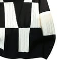 thumbnail image 3 of Men's Color Block Sweater Crewneck Long Sleeve Ribbed Knitted Pullover Tops Black 4XL, 3 of 4