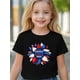 thumbnail image 1 of Happy Labor quot; Graphic Tee for Girls - Casual White Knit T-Shirt with Patriotic Star Design, Short Sleeve, Round Neck, Perfect for Spring/Summer, Casual Attire|Patriotic Design|Comfortable Fit, 1 of 6