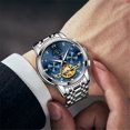 thumbnail image 4 of GUANQIN Rhinestone Skeleton Multifunctional Dial Automatic Self-Winding Mechanical Men Wrist Watch Business Steel Leather Sapphire Crystal Waterproof Clock Luminous Moon Phase, 4 of 7
