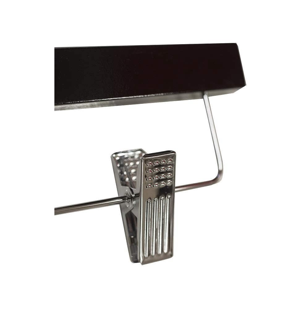 NAHANCO 14” Flat Wooden Skirt/Pant Hanger With Chrome Hardware, Black Gloss - 10/CTN.