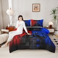 thumbnail image 4 of Castle Fairy Futuristic Cubes Gamepads Twin Comforter Sets,Black Blue Gamepads Bedding Set, 4 of 8
