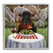 Stupell Industries Classy Black Sheep Dining Rural Farm Painting Gray Framed Art Print Wall Art, Design by Lucia Heffernan