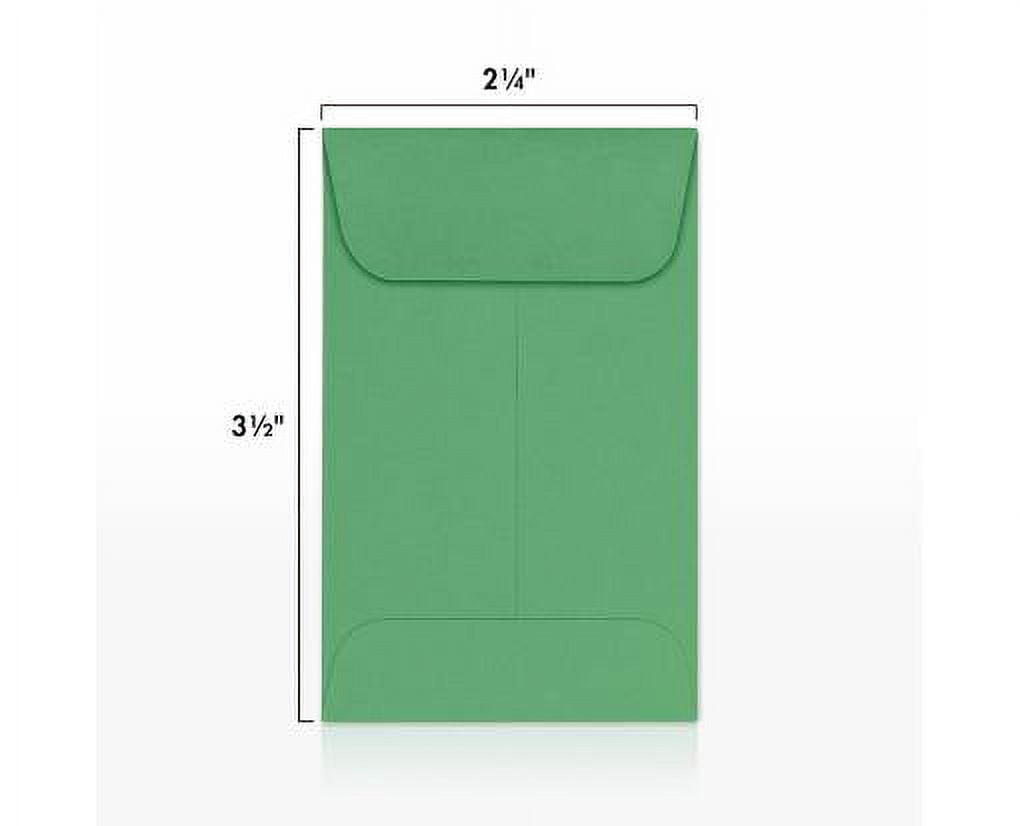 LUXPaper #1 Coin Envelopes w/ Moistenable Glue, Holiday Green, 2 1/4in x 3 1/2in, 80lb, 1000/Pack