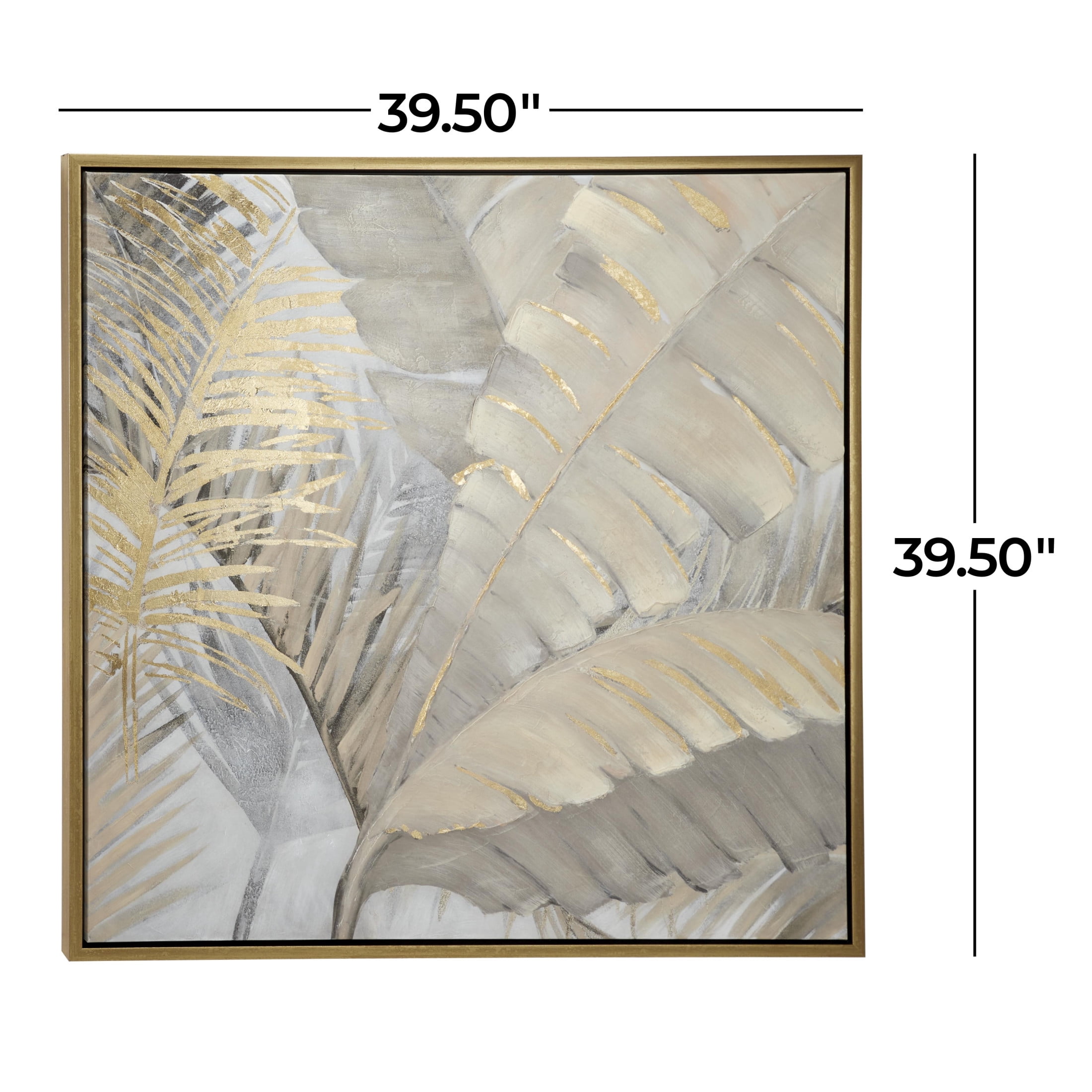 40" x 40" Metallic Layered Leaf Palm Tree Framed Wall Art with Gold Foil Accents, by CosmoLiving by Cosmopolitan