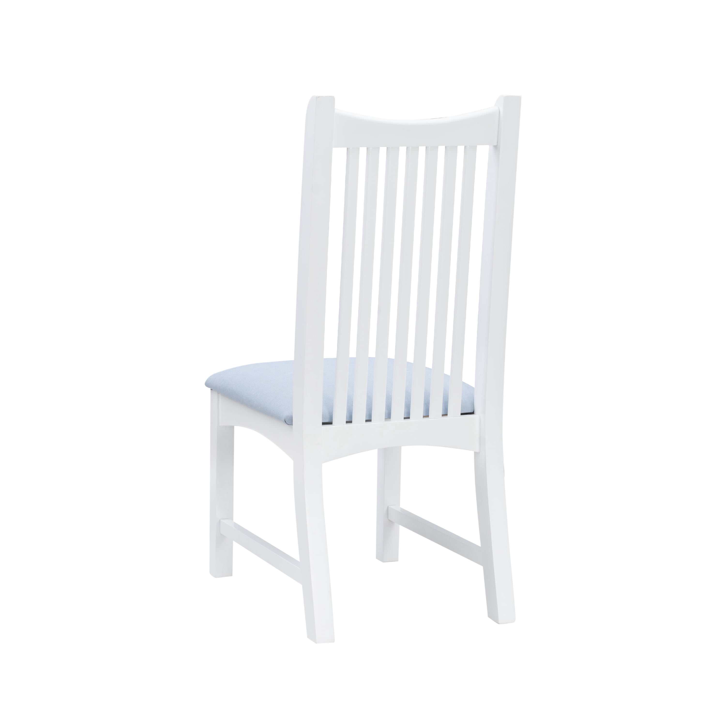 Linon Stanton Dining Chairs, Set of 2, White Finish with Light Blue Fabric