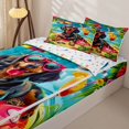 thumbnail image 3 of Homewish Vacation Dachshund Animal Zipper Twin Comforter Sets with Fitted Sheet and 2 Pillowcases,Summer Beach Zipper Bedding Set,Multicolor,Colorful Stars Reversible,4pcs, 3 of 8