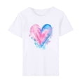 thumbnail image 5 of Fartey Plus Size Valentine's Day Shirt for Women Funny Love Heart Print Short Sleeve Crewneck Tees Loose Fit Casual Holiday Tshirt Fashion Party Tops White L, 5 of 6