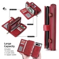 thumbnail image 2 of Decase for Google Pixel 7 Pro 6.7" Case, Multi-Function Zipper Leather Magnetic Pocket Wallet Case with Card Slot Holder, Detachable Flip Protective Cover with Crossbody Shoulder Strap, Red, 2 of 8