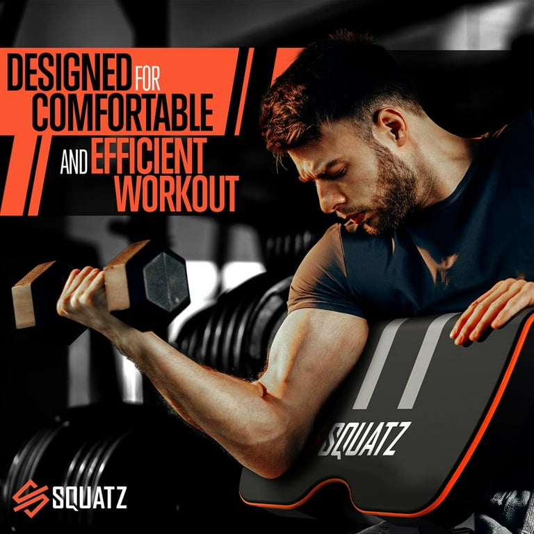 SQUATZ Adjustable Workout Bench - Multi-Purpose and Foldable Bench for  High-Intensity Exercises, with Non Slip Foot Caps, Six Angle Adjustment  Backrest, Preacher Curl, Can support up to 440lbs Black, Adjustable Benches  