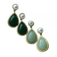 thumbnail image 3 of U8MO Teardrop Imitation Jade Brass Metal Resin Dangle Stud Earrings For Women Earring-Deep Green, 3 of 5