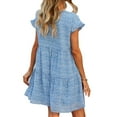 thumbnail image 5 of Tnhcen Women's Summer Print Knee-Length Dress V-Neck Pleated Loose Swing Dresses, 5 of 6