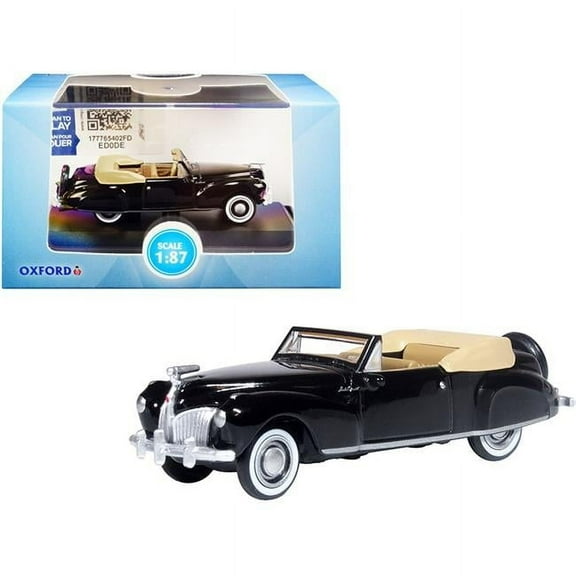 Oxford Diecast 87LC41006 2.37 in. 1-87 Scale 1941 Lincoln Continental Convertible Interior Diecast Model Car, Black & Tan