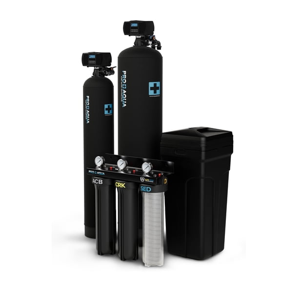 PRO AQUA ELITE Whole House Well Water Filter System and Water Softener Bundle - Remove Iron, Sulfur, Sediment, and more