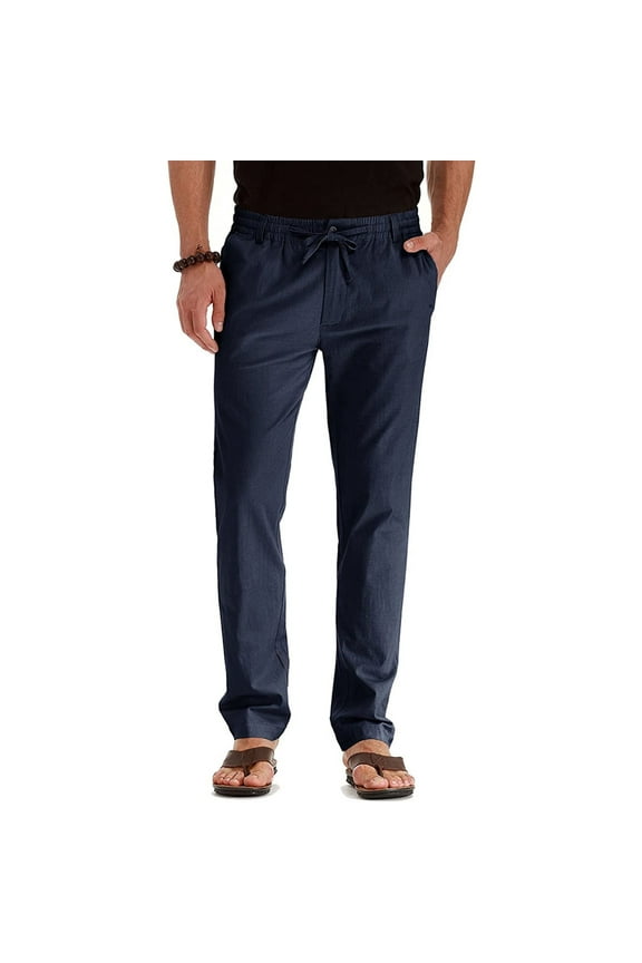 Work Pants For Men,Men's Business Loose Large Size Elastic Waist Cotton All-match Solid Color Pants For Men