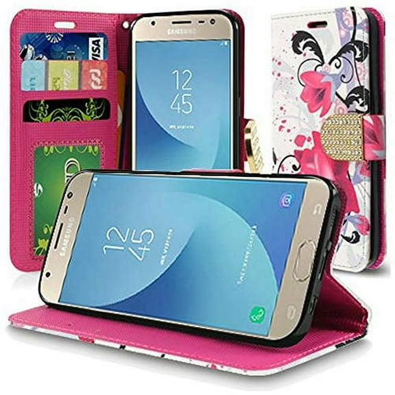 GSA Lily Flip Wallet Case For Samsung Galaxy J3 (2018)/J337 - White/Pink