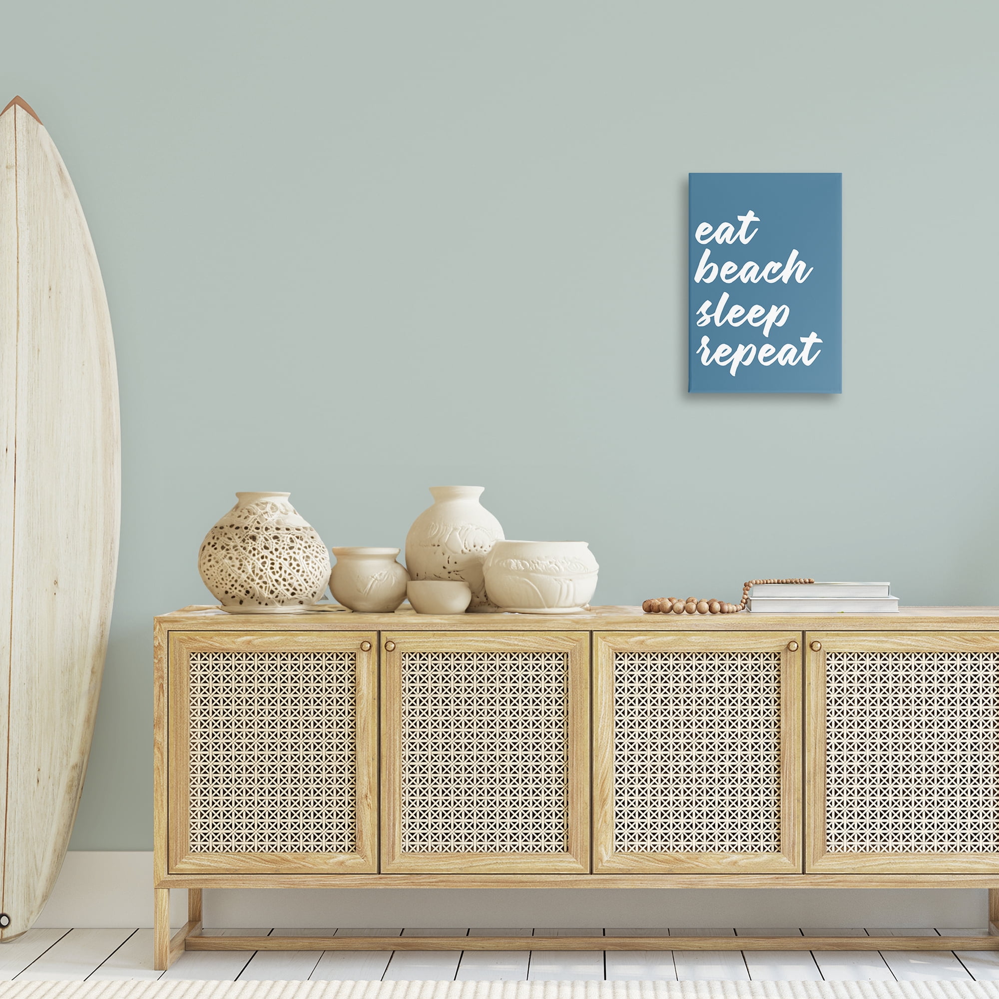 Stupell Industries Beach Repeat List Typography Painting Gallery Wrapped Canvas Art Print Wall Art, 16 x 24