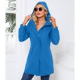 thumbnail image 3 of SWSMCLT Women's Hooded Raincoat Lightweight Slim Fit Full Zip Long Rain Jacket Trench Coat Waterproof Rain Coats Casual Anoraks Long Sleeve Outerwear Blue 14, 3 of 5