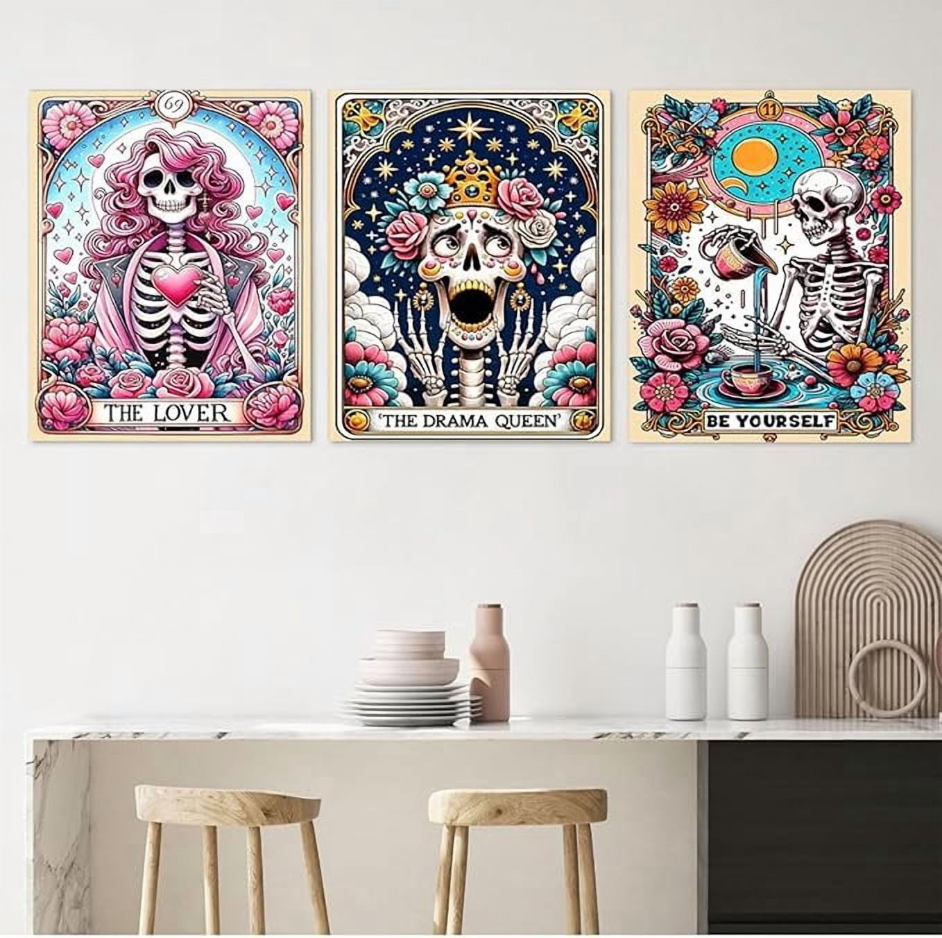 Skull Diamond Art Kits for Adults - 9pcs, Tarot Card Diamond Painting for Beginners, DIY Full Rhinestone 5D Gothic Diamond Painting Kits (Gemstone Craft), Home Wall Decoration (12x16 inch)