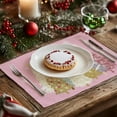 thumbnail image 2 of mubwai Christmas Placemats 12x18 Inch Set of 4, Xmas Trees Snowflakes Winter Seasonal Holiday Farmhouse Kitchen Dining Table Decoration for Indoor Outdoor Dinner Party Décor (Pink) GP128-18, 2 of 7