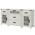 thumbnail image 3 of WAMPAT TV Stand with 5 Drawers and 2 Door Storage, Dresser Organizer Units with Adjustable Shelf ,Farmhouse Entertainment Center for Dining, Living and bed Room，Antique White, 3 of 5
