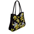 thumbnail image 2 of Retro Print Water Resistant Canvas Beach Tote Bag 18" X 13" X 4" Lime White Flower - 06, 2 of 2