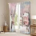 thumbnail image 3 of Homewish Winter Rustic Cabin Curtains Pack of 2 (42x84 Each) for Kid, Kawaii Pink Princess House Curtains Blackout, Happy New Year Bedroom Curtains, Living Room Curtains Decor, 3 of 6