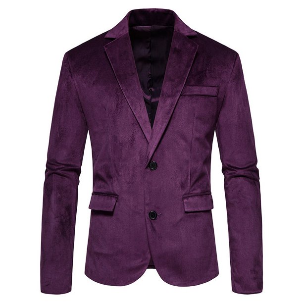 Traje de boda con chaqueta de terciopelo de dos botones y cuello en V de moda para hombre