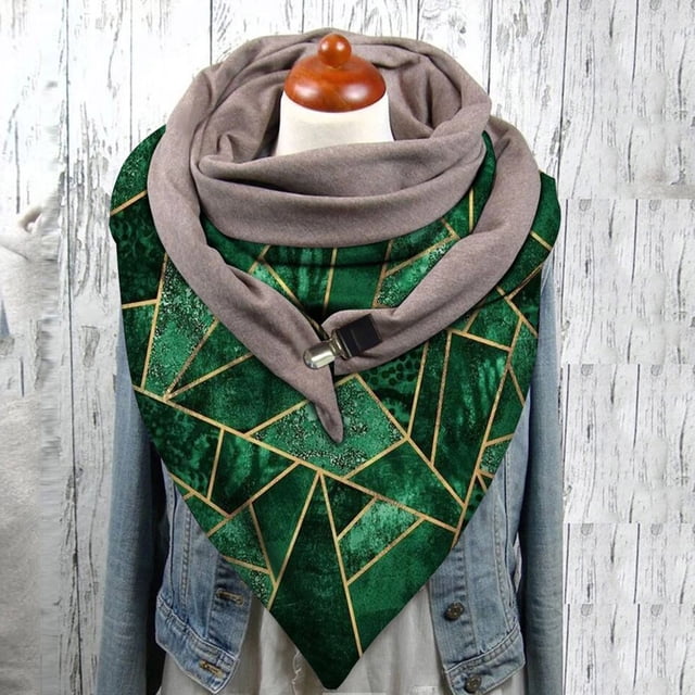 Up to 65% off Universal Spring Warm Multicolor Prints Double-Layer Buckle Scarf Fashionable Scarf on Clearance