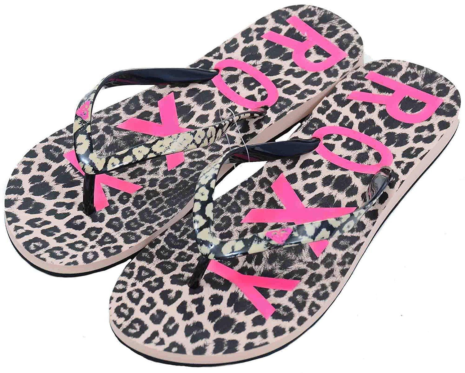Roxy Womens Simba Love V Leopard Flip Flops Sandals Pink - 7 - Walmart.com