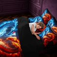 thumbnail image 5 of Manfei Vintage Dragon Animals 7 Pieces Full Size Bedding Sets,Gothic Wildlife Full Size Bed in a Bag,Blue Orange,Black Reversible, 5 of 6