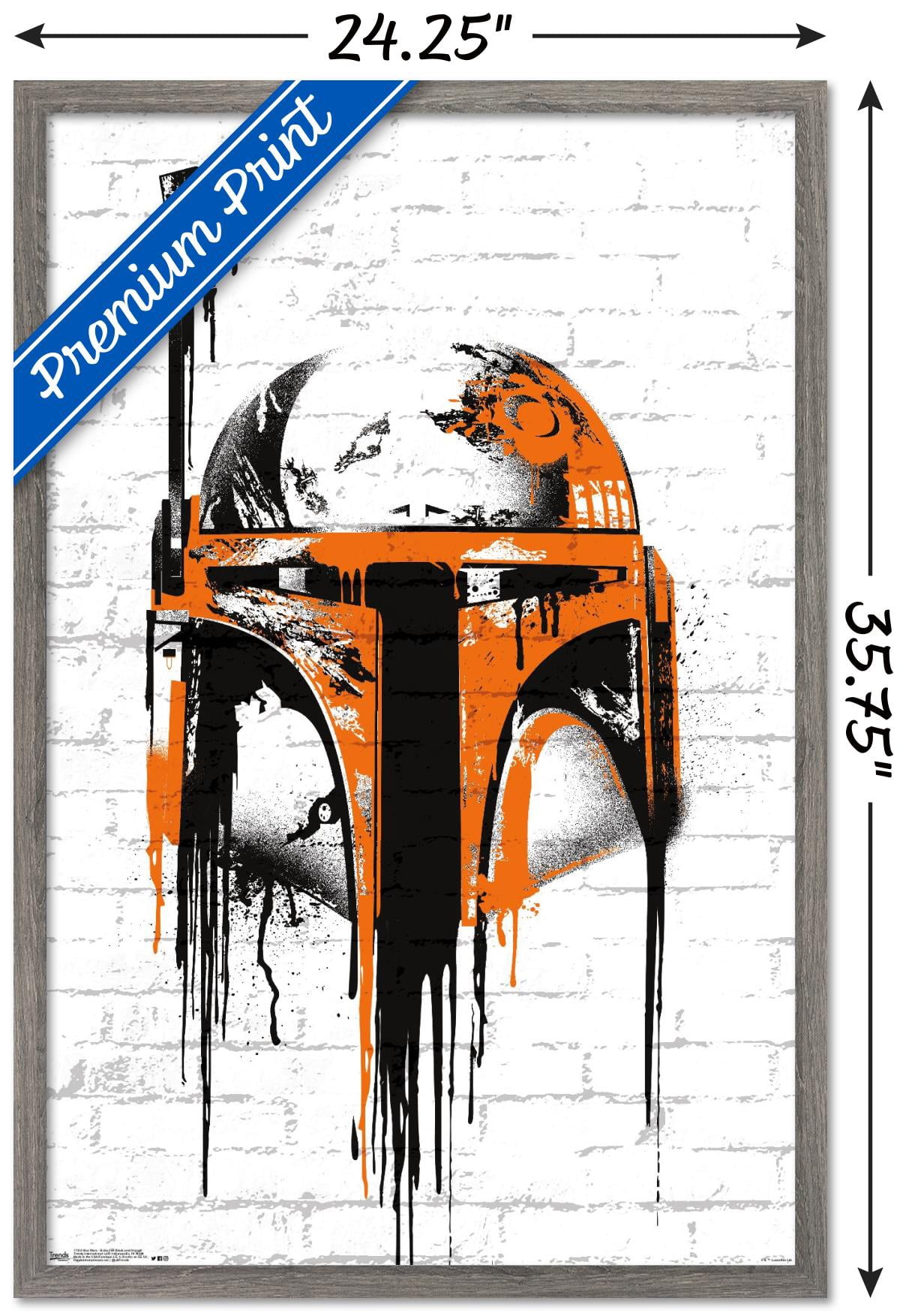 Star Wars: Saga - Boba Fett Black And Orange Wall Poster, 22.375" x 34", Framed