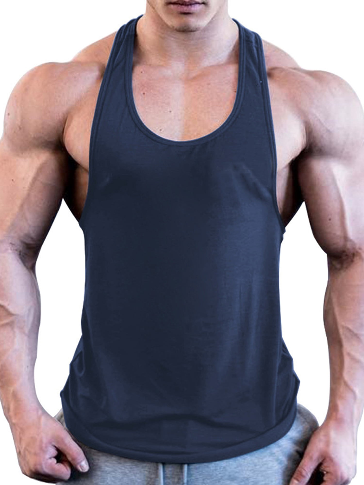 Mens Fitness Tank Tops Bodybuilding Gym Sports Muscle T-Shirt Tee Vest Plus Size 