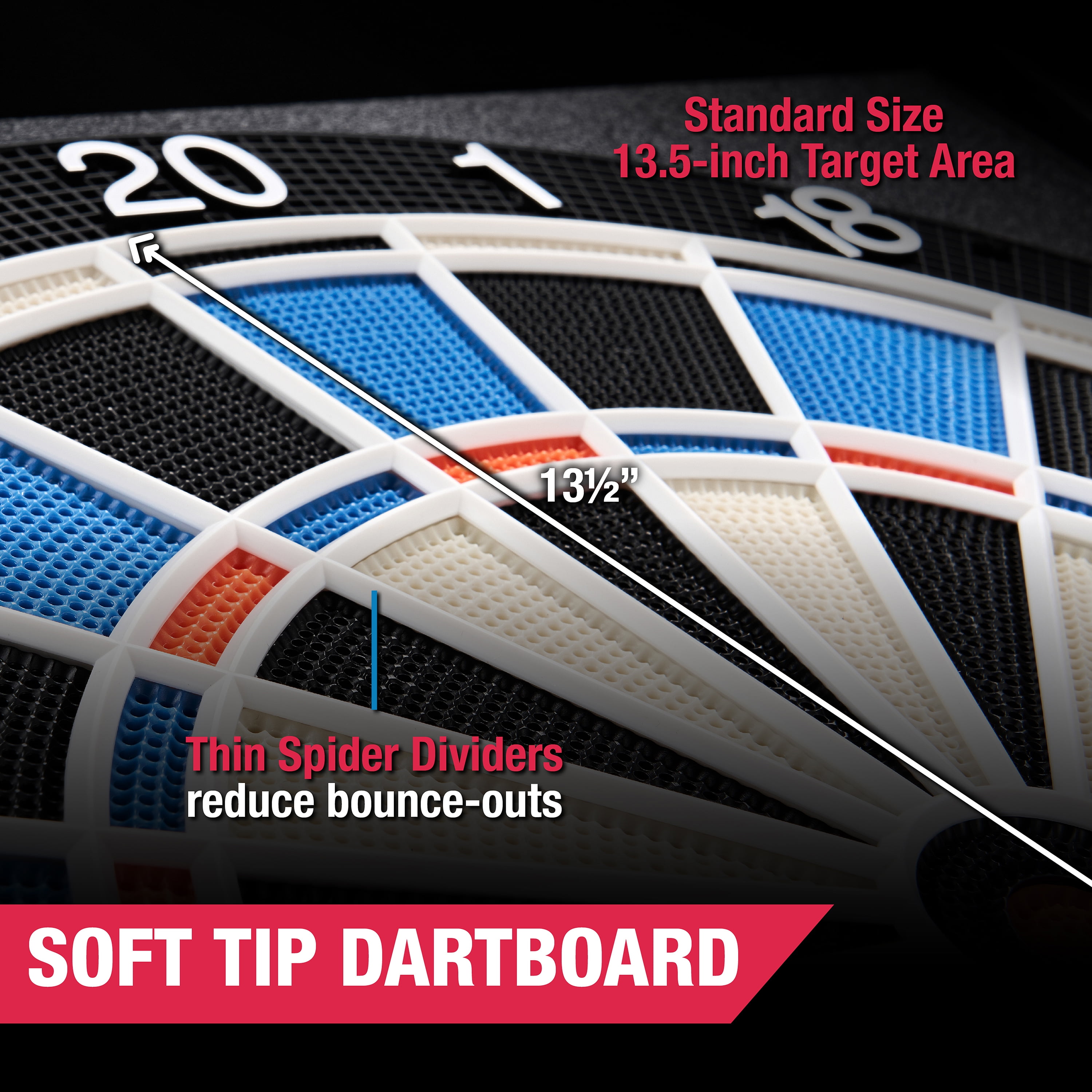Elmhurst Electronic Dartboard Cabinet with Digital X/O Cricket Scorekeeping, Soft Tip Darts, by MD Sports