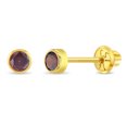 thumbnail image 1 of Or Jaune 14k Grenat Simulé Rond 3 mm Serti Clos Clous à Vis pour Bébés Filles, 1 of 7
